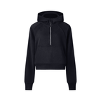 Cropped Half-Zip Hoodie - Black