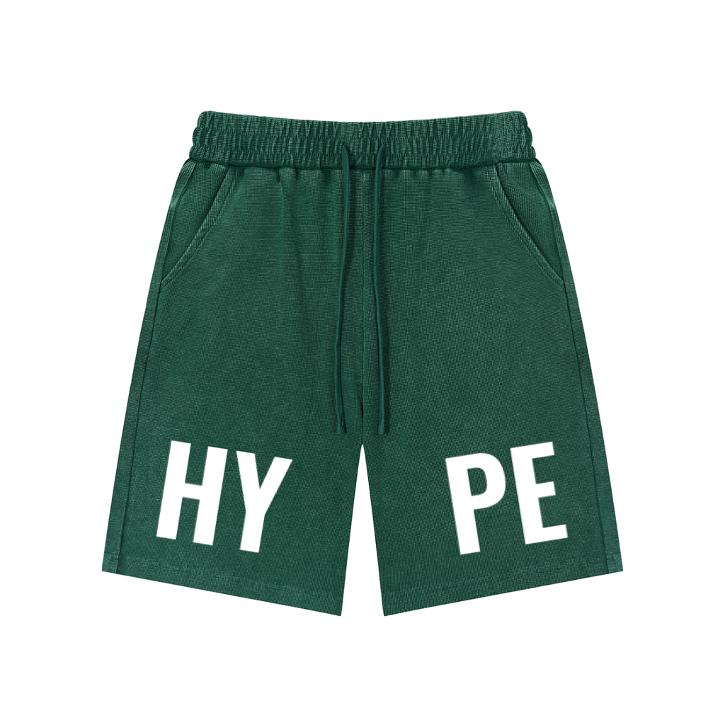 "HYPE" Unisex Mineral Wash Waffle Knit Shorts