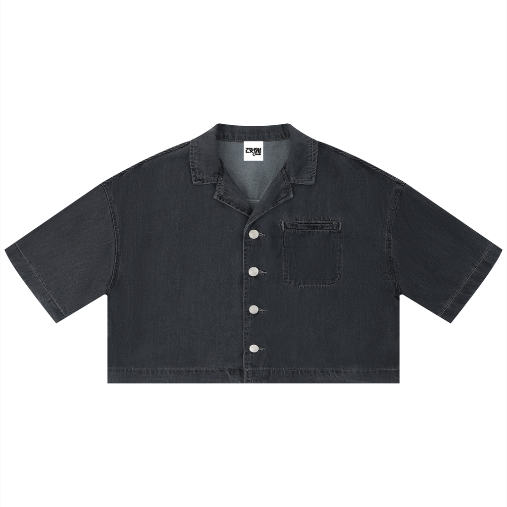 Women's Vintage Tough Lxve Club Wash Boxy Cropped Shirt