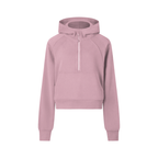 Cropped Half-Zip Hoodie - Pink