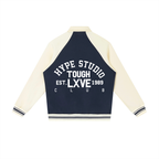Hype Studio Contrast Raglan Sleeve Baseball Jacket - Navy Blue