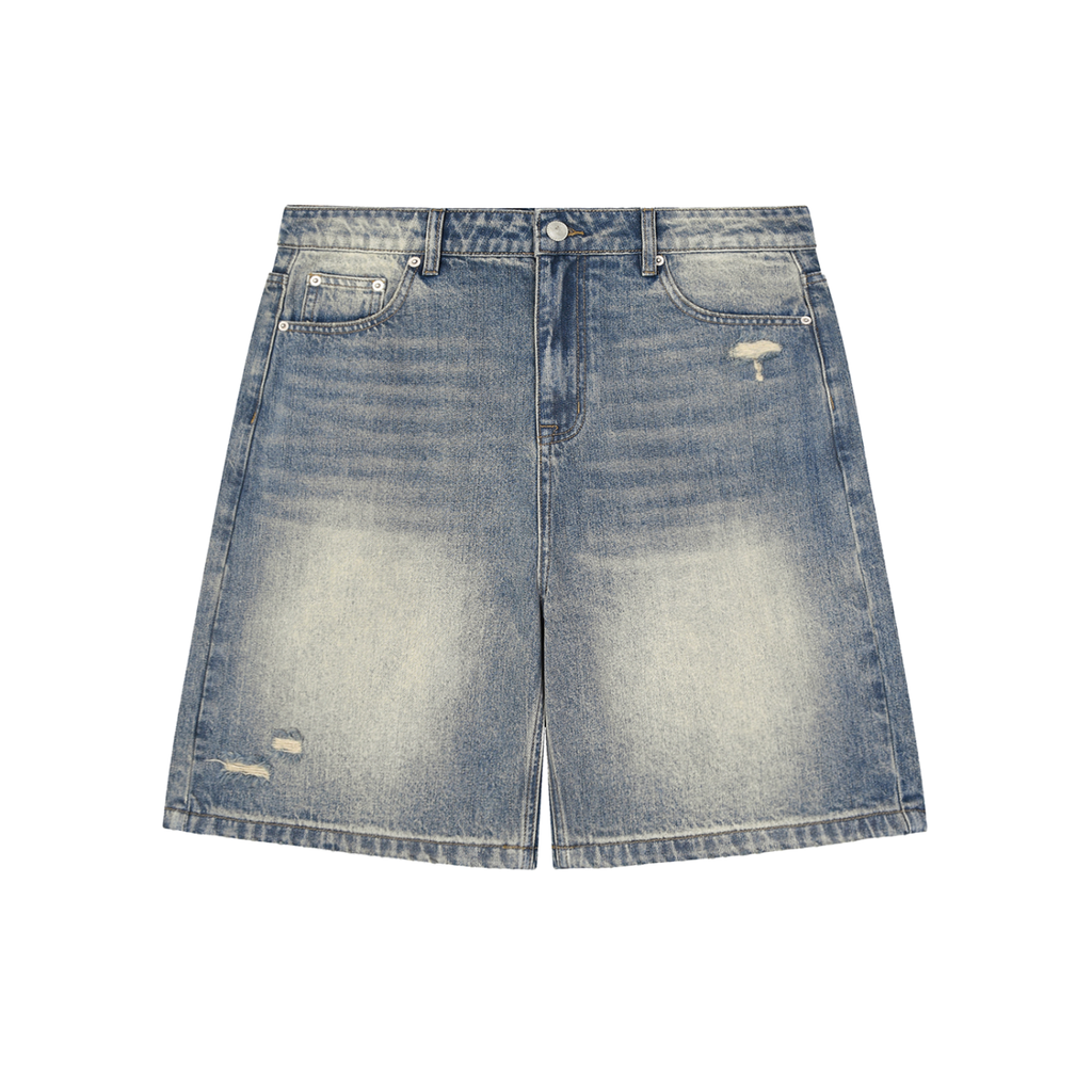 Unisex Faded Distressed Baggy Denim Shorts
