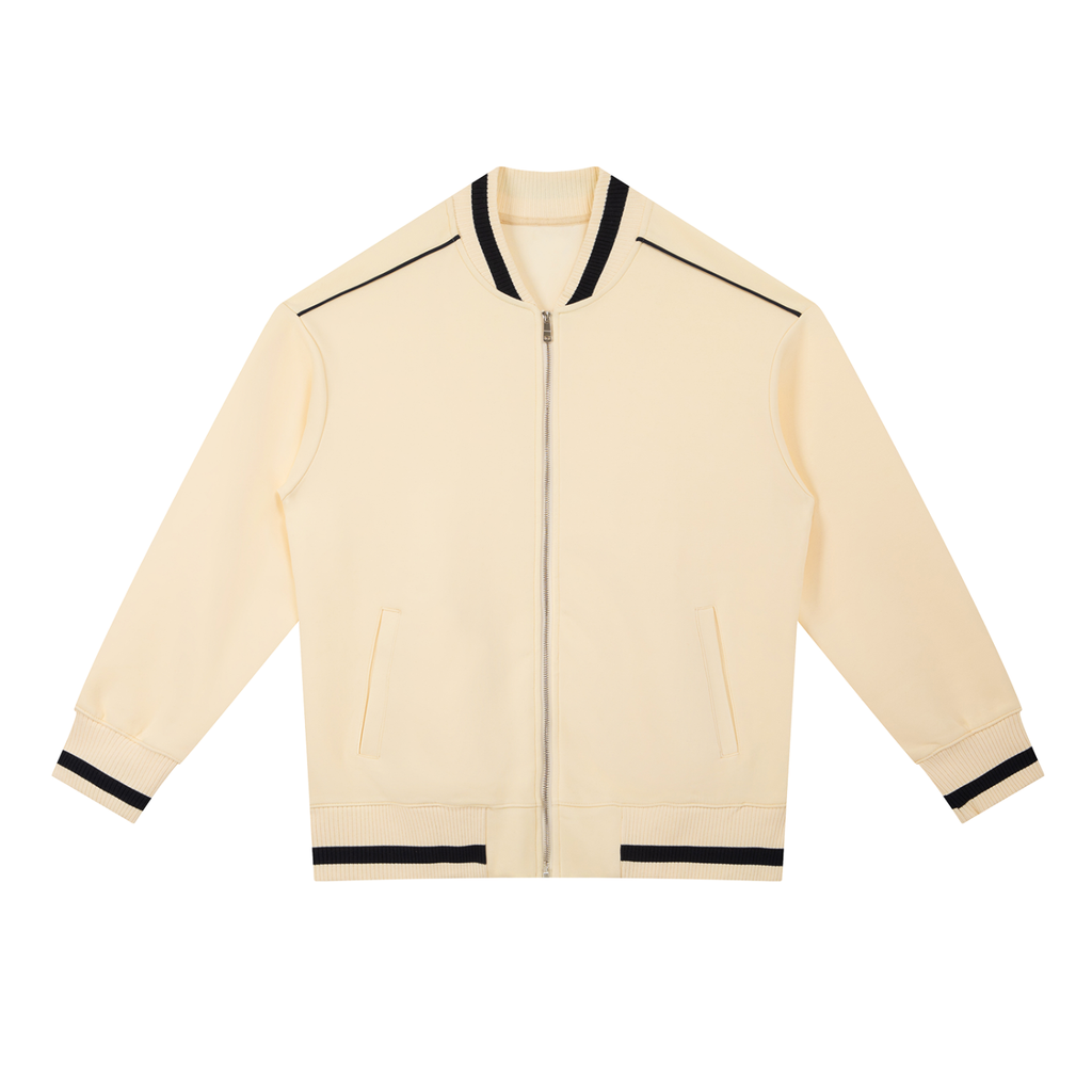 Contrast Piping Zip Bomber Jacket