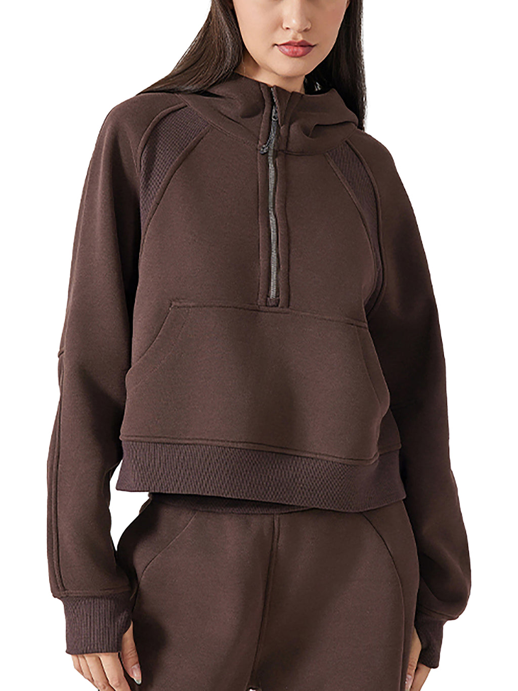 Women's "Coffee" Cropped Half-Zip Hoodie