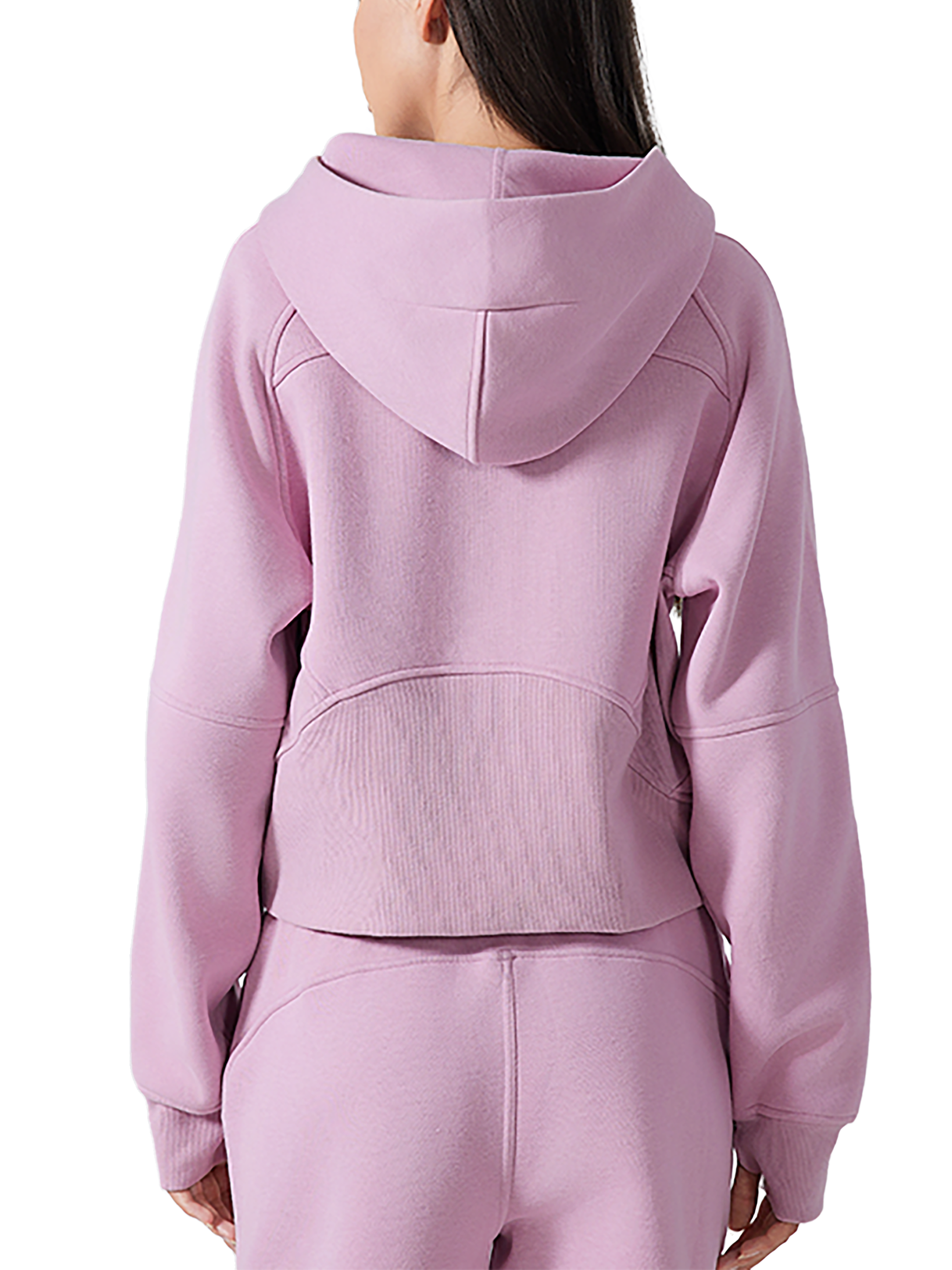 Cropped Half-Zip Hoodie - Pink