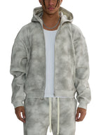 Dirty Washed Zip-Up Fleece Hoodie