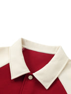 Hype Studio Contrast Raglan Sleeve Baseball Jacket - Garnet