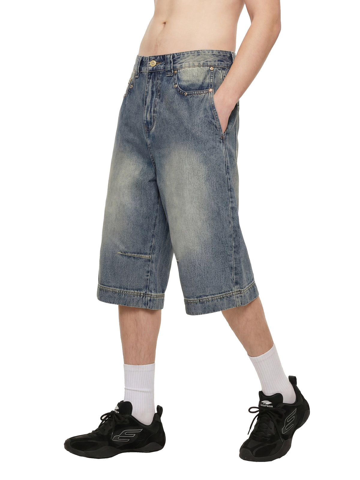 Unisex Vintage Wash Baggy Denim Shorts