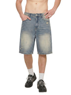 Unisex Faded Distressed Baggy Denim Shorts