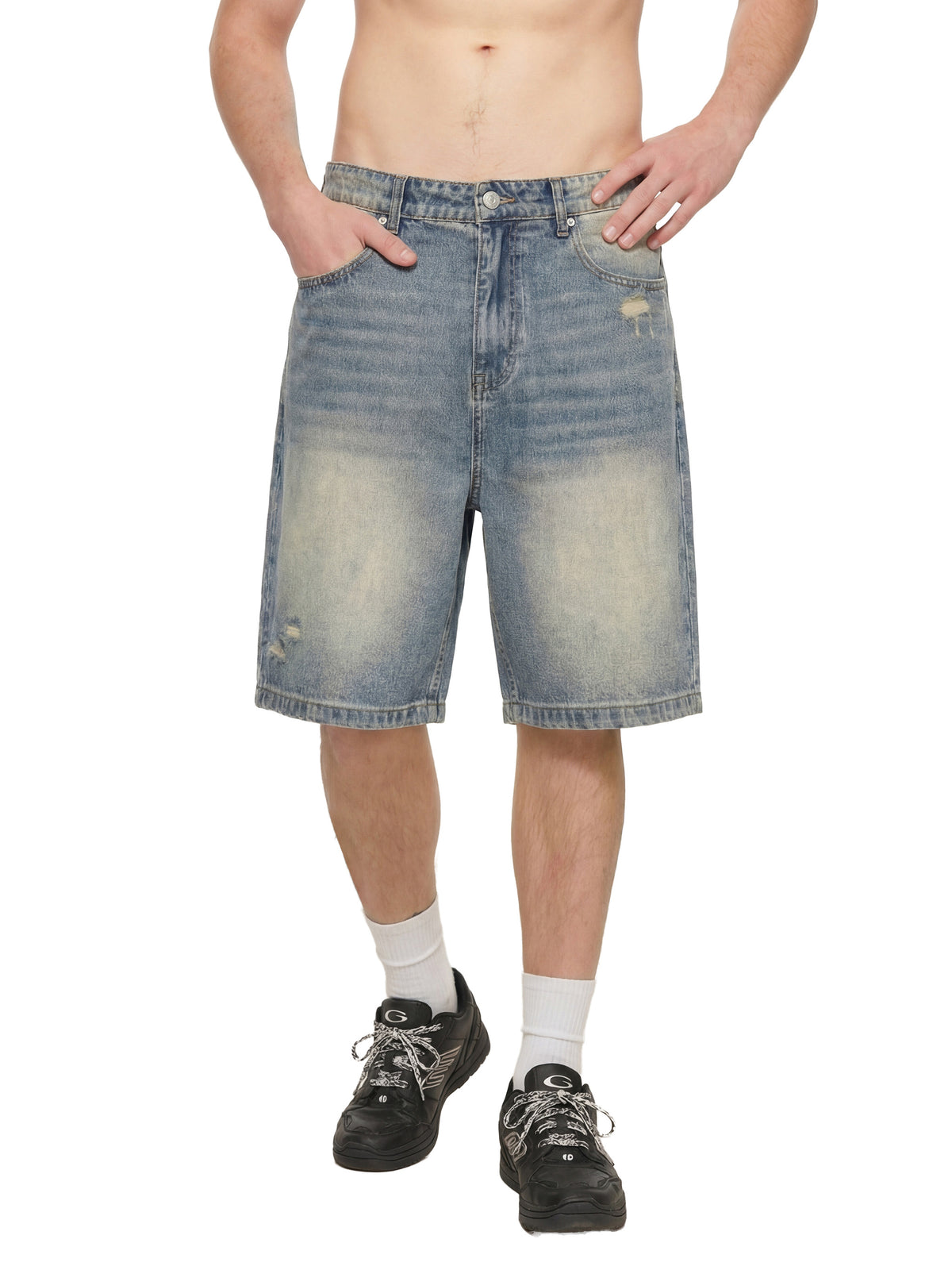 Unisex Faded Distressed Baggy Denim Shorts
