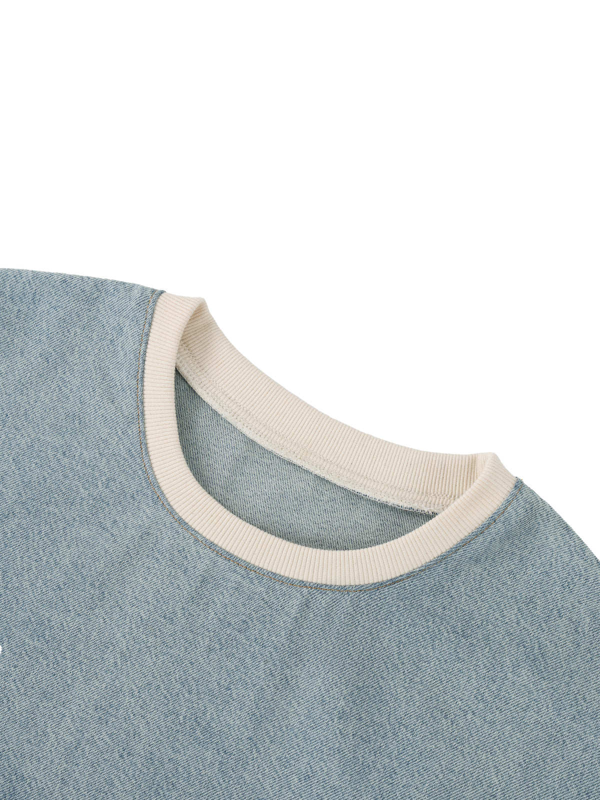 Unisex Vintage Wash Boxy Raw Hem Denim T-Shirt