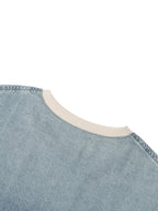 Unisex Vintage Wash Boxy Raw Hem Denim T-Shirt