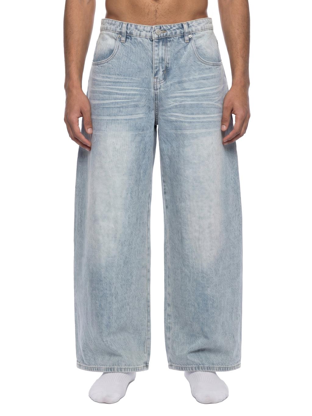 Men’s Enzyme Wash Wide Leg Denim Jeans