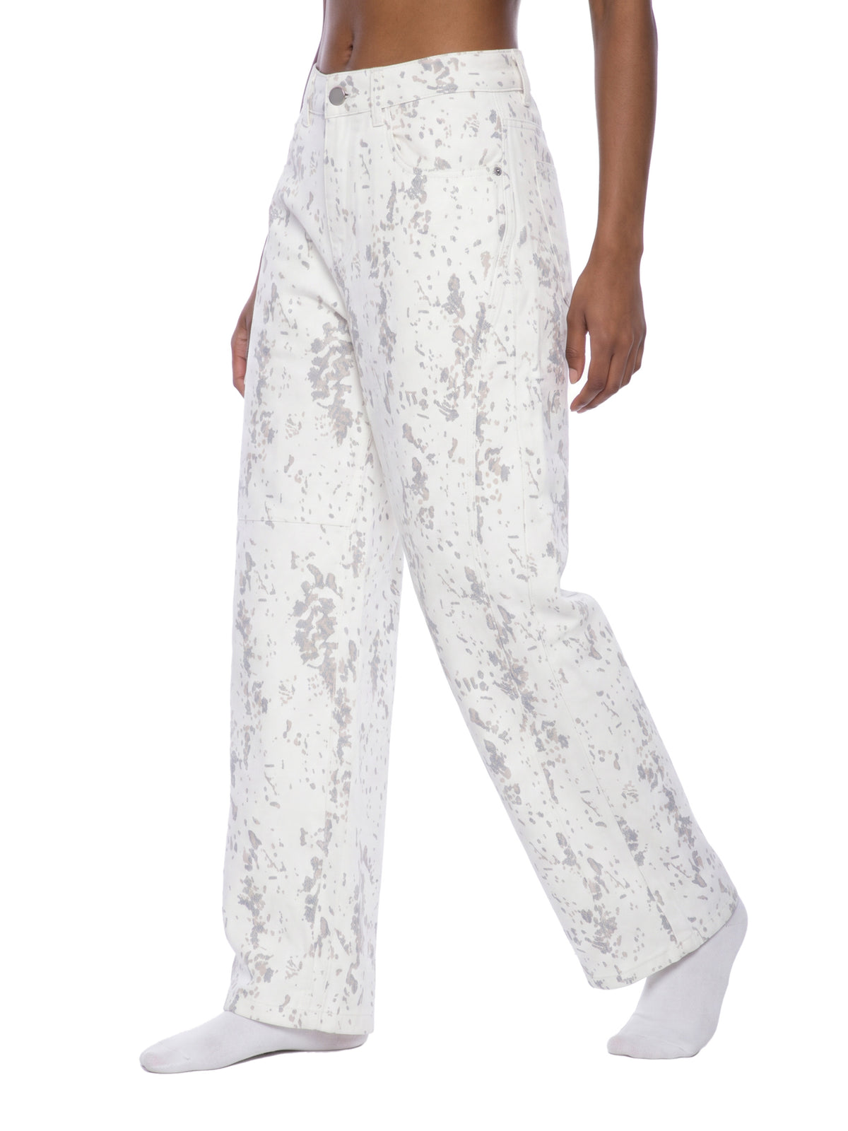 UNISEX Women's Splatter Barrel Leg Jeans